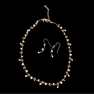 Monet Gold Tone Necklace with Faux Diamond Accents